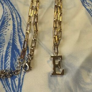 Gold Initial 'E' Necklace